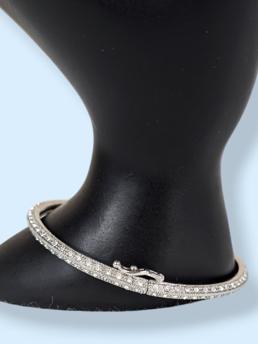 Locking White Rhinestone Hinge Bracelet